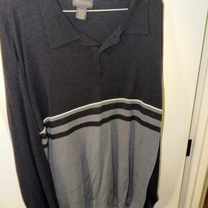 Black and Gray Striped Polo Shirt